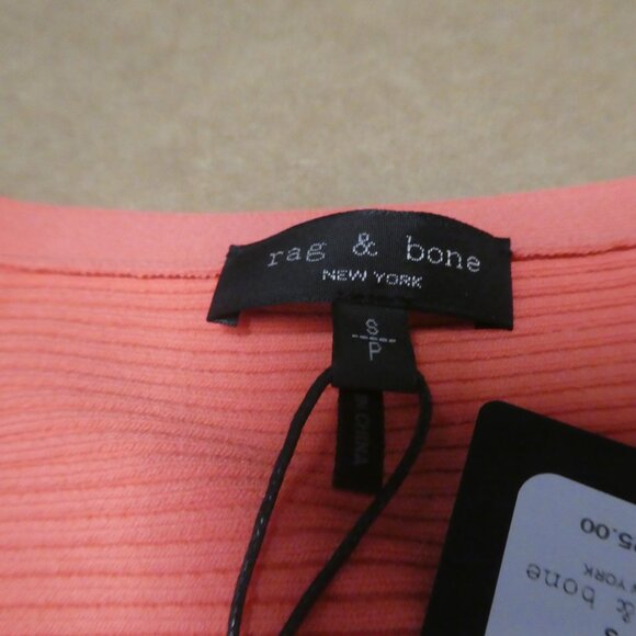 Rag & Bone Asher Vee Cardigan size  Small Petite (crop 3/4) Coral - Picture 7 of 12